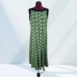 Perceptions Black and Lime Printed Patterned Maxi Fit & Flare Sundress
